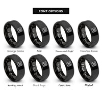 font options for inside engraving on black map grid ticks rings