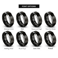 font options for inside engraving on black & gray map lines rings