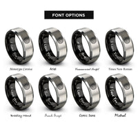 font options for inside engraving on black & silver map lines rings
