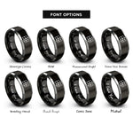 font options for inside engraving on black & gray map lines rings
