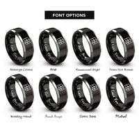 font options for inside engraving on black & gray map lines rings
