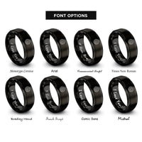 font options for inside engraving on black map lines rings