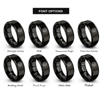 font options for inside engraving on black map lines rings
