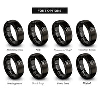 font options for inside engraving on black map lines rings