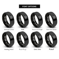 font options for inside engraving on black map lines rings