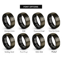 font options for inside engraving on gunmetal & black map lines rings
