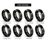 font options for inside engraving on black & silver map pin anchor rings