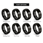 font options for inside engraving on black map pin anchor rings