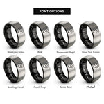 font options for inside engraving on black & grey map pin rings