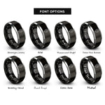 font options for inside engraving on black & silver map pin rings