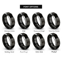 font options for inside engraving on black & silver map pin rings
