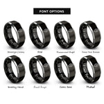 font options for inside engraving on black & silver map pin rings