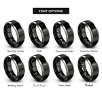 font options for inside engraving on black & silver map pin rings