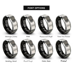 font options for inside engraving on black & silver map pin rings