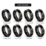 font options for inside engraving on black & gray map pin rings