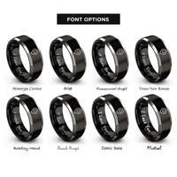 font options for inside engraving on black & gray map pin rings