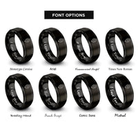 font options for inside engraving on black map pin rings
