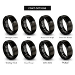 font options for inside engraving on black map pin rings