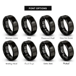 font options for inside engraving on black map pin rings