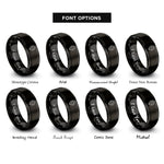 font options for inside engraving on black map pin rings