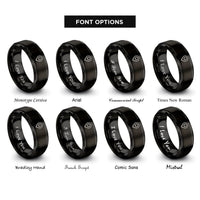 font options for inside engraving on black map pin rings