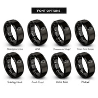 font options for inside engraving on black map pin rings
