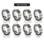 font options for inside engraving on silver map pin rings