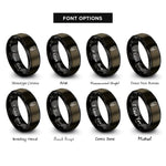 font options for inside engraving on gunmetal & black map pin rings