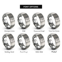 font options for inside engraving on gray map pin icon rings