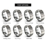font options for inside engraving on gray map pin icon rings