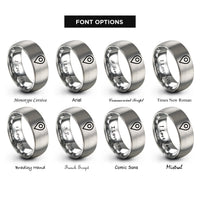 font options for inside engraving on gray map pin icon rings