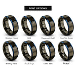 font options for inside engraving on gunmetal & blue map pin icon rings
