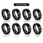 font options for inside engraving on gunmetal & blue map pin icon rings