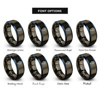 font options for inside engraving on gunmetal & blue map pin icon rings