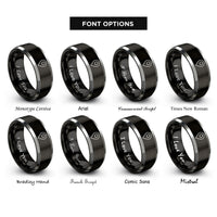 font options for inside engraving on black & grey map pin marker rings
