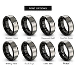 font options for inside engraving on black & silver map pin marker rings