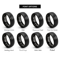 font options for inside engraving on black map pin marker rings