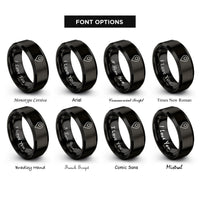 font options for inside engraving on black map pin marker rings