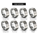 font options for inside engraving on silver map pin marker rings