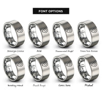 font options for inside engraving on silver map pin marker rings