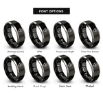 font options for inside engraving on black & grey map pin mountain rings