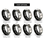 font options for inside engraving on black & gray map pin mountain rings
