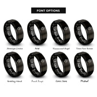 font options for inside engraving on black map pin mountain rings