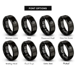 font options for inside engraving on black map pin mountain rings
