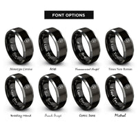 font options for inside engraving on black & silver map pin train rings