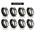 font options for inside engraving on black & gray map pin train rings