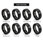 font options for inside engraving on black map pin train rings
