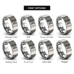 font options for inside engraving on grey map scroll compass rings