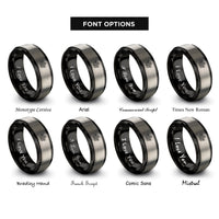 font options for inside engraving on black & silver maple leaf rings