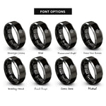 font options for inside engraving on black & silver maple leaf rings